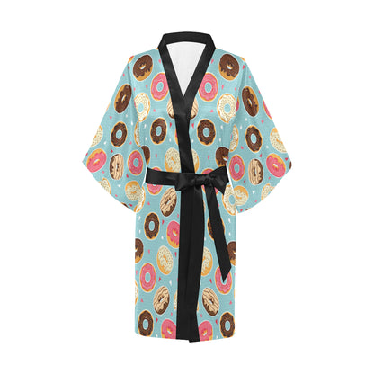 Donut Pattern Print Design DN04 Women's Short Kimono