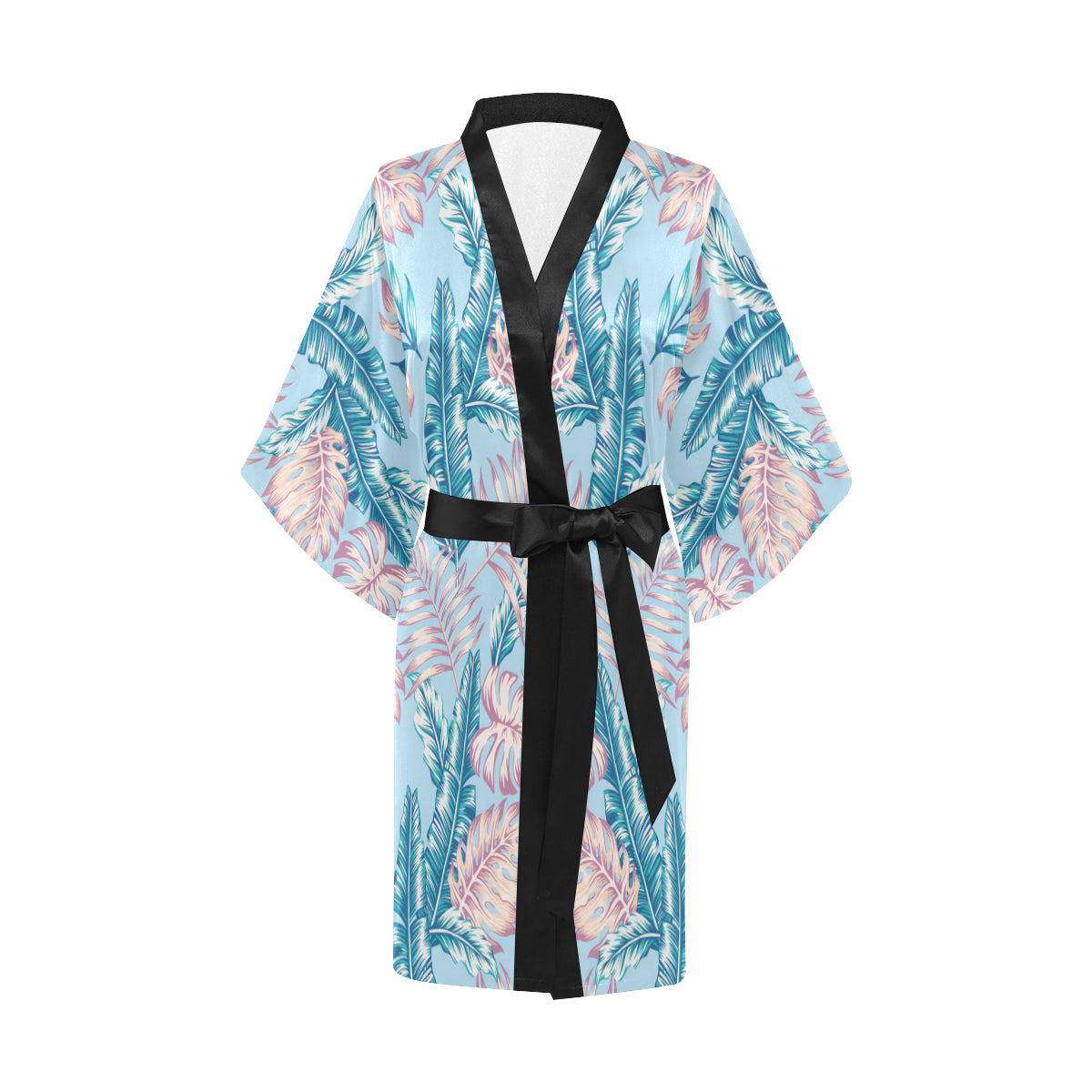 Tropical Flower Pattern Print Design TF01 Women's Short Kimono