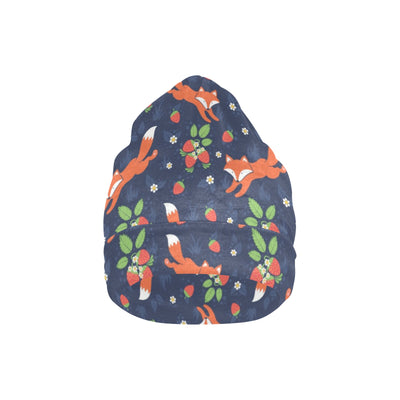 Fox Strawberry Print Pattern Unisex Beanie