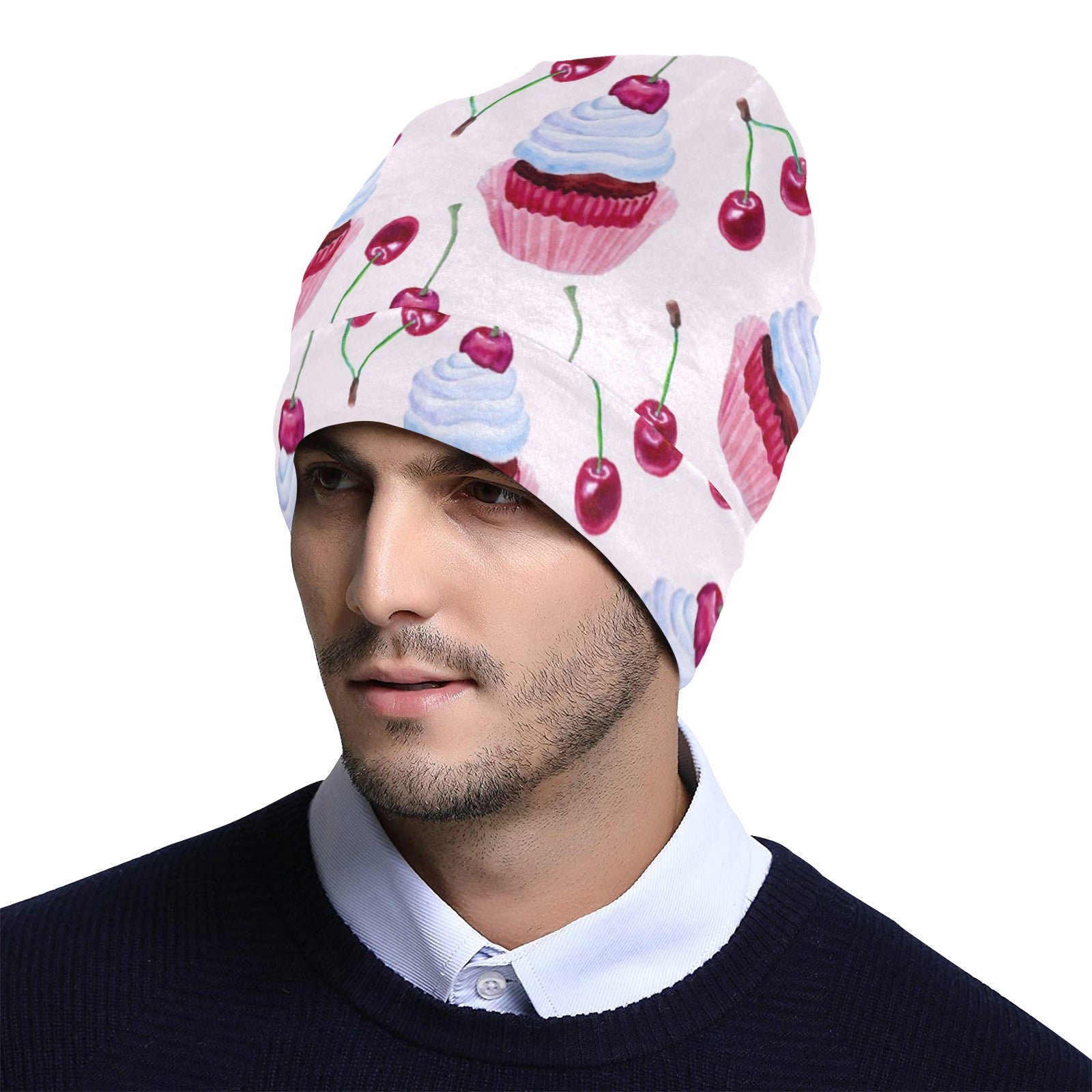 Cherry Cupcake Pink Pattern Unisex Beanie