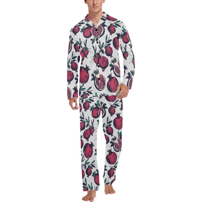 Pomegranate Pattern Print Design PG01 Men's Long Sleeve Pajama Set