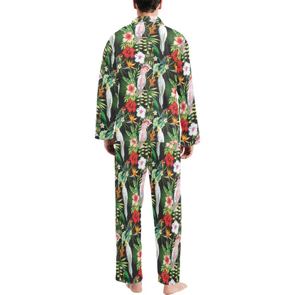 Tropical Flower Pattern Print Design TF03 Men's Long Sleeve Pajama Set