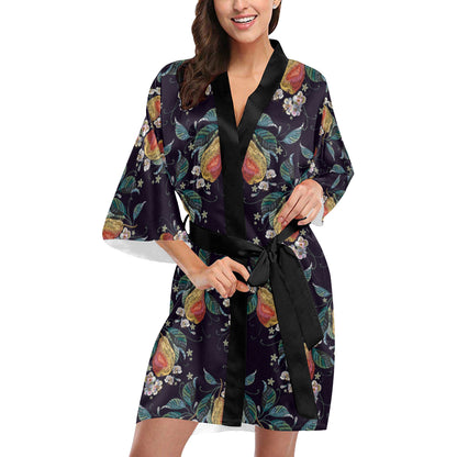 Pear Pattern Print Design PE02 Women's Short Kimono