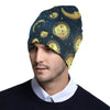 Gold Sun Moon Face Unisex Beanie