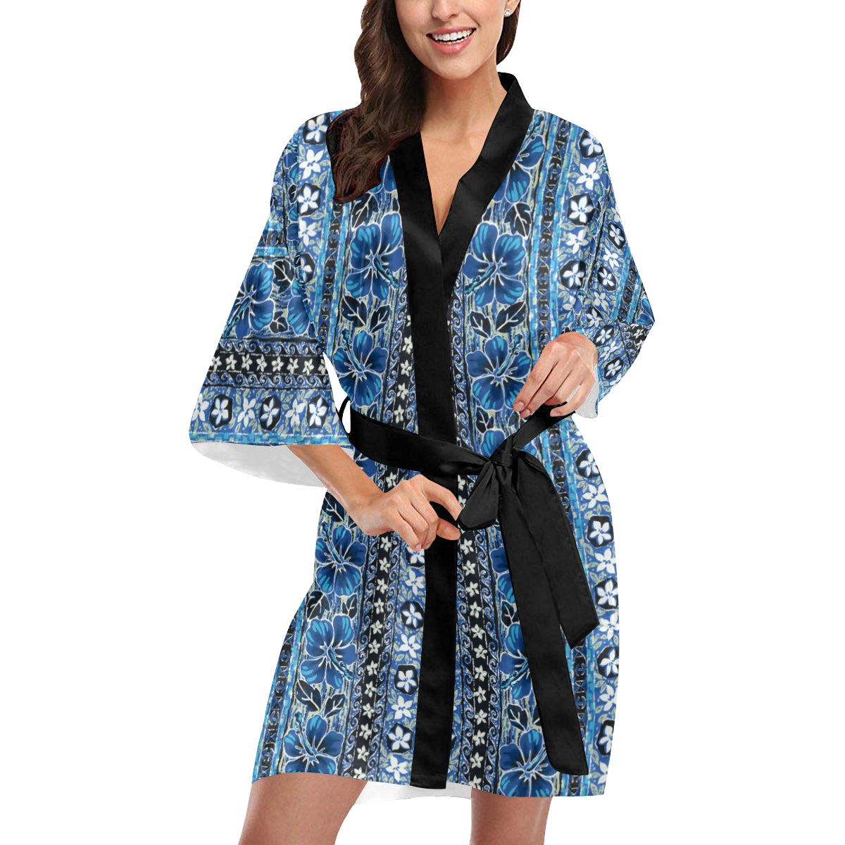 Hawaiian Themed Pattern Print Design H012 Women's Short Kimono