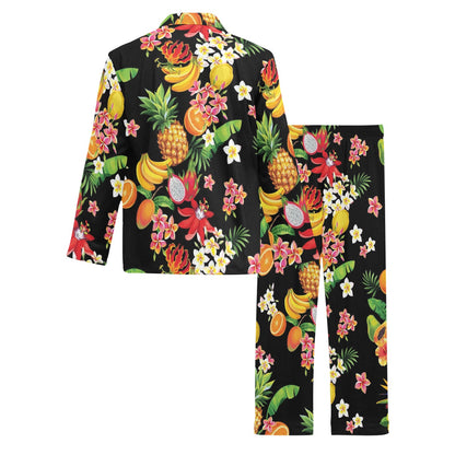 Tropical Fruits Pattern Print Design TF02 Men's Long Sleeve Pajama Set