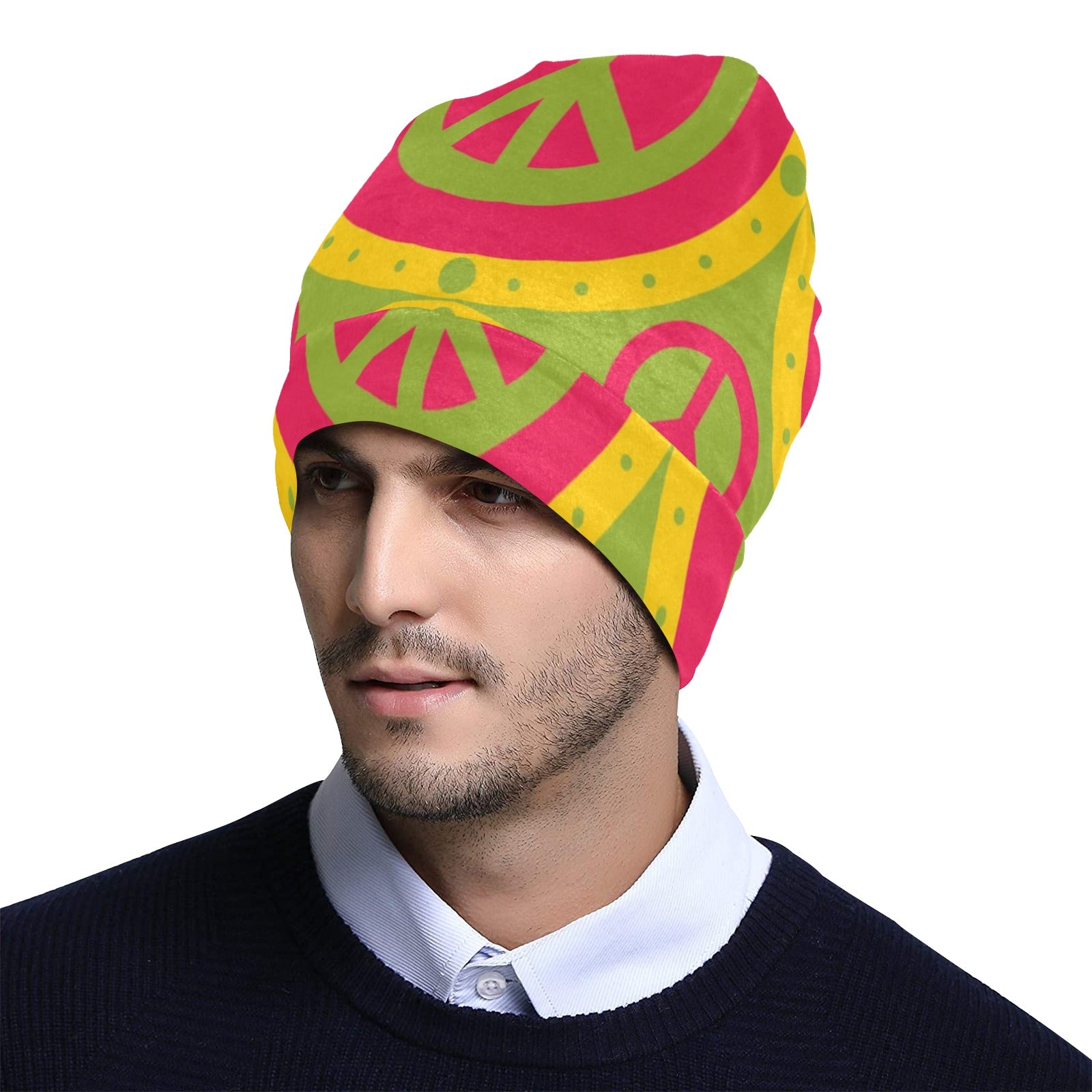 Peace Sign Pattern Print Design A01 Unisex Beanie