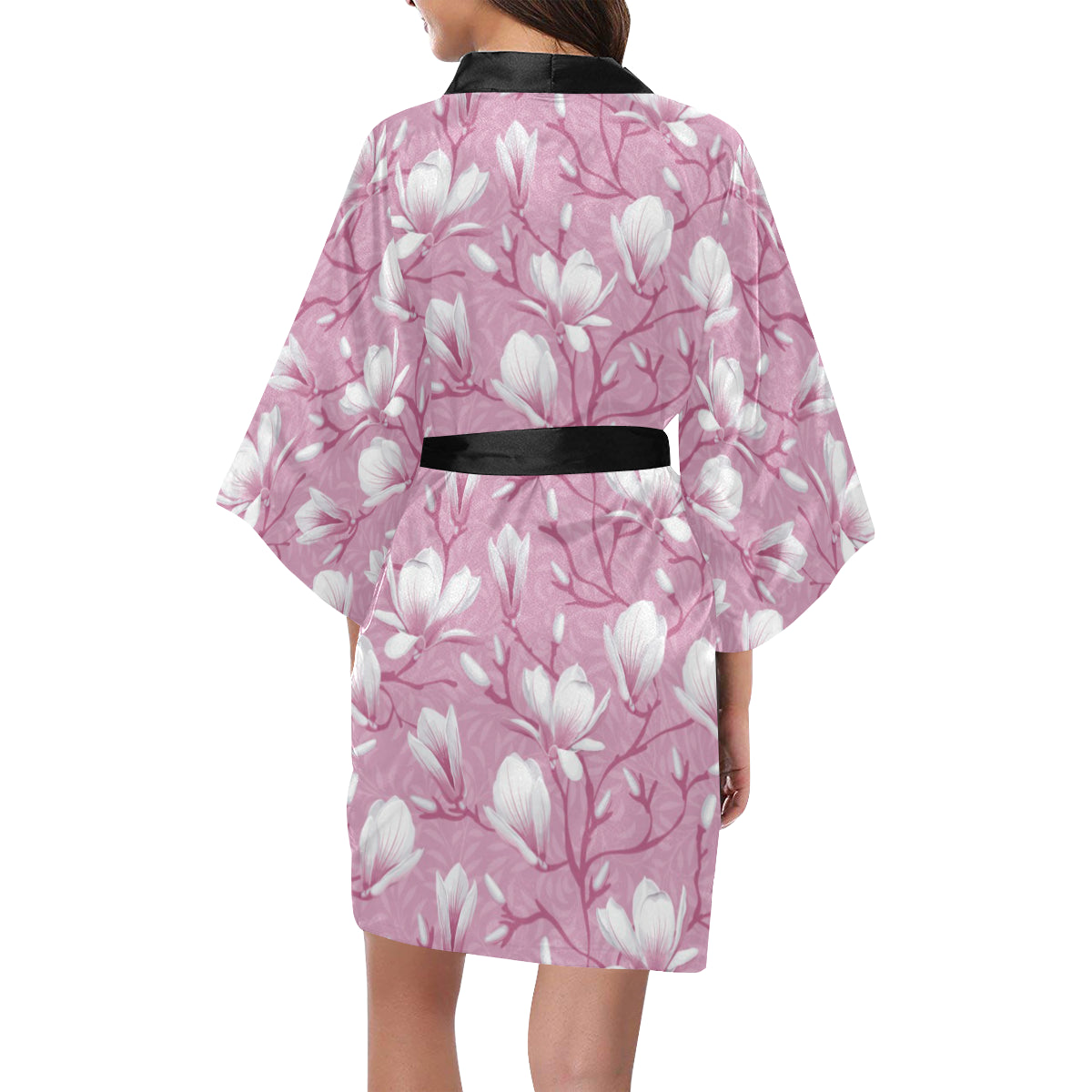 Magnolia Pattern Print Design MAG05 Women's Short Kimono