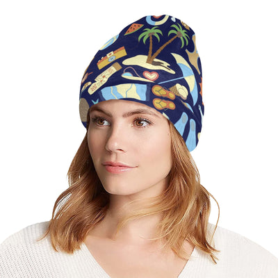 Beach Themed Pattern Print Design 04 Unisex Beanie