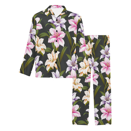 Lily Pattern Print Design LY01 Men's Long Sleeve Pajama Set