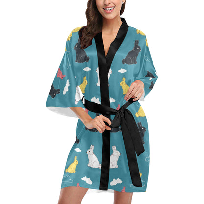 Rabbit Pattern Print Design RB014 Women's Short Kimono