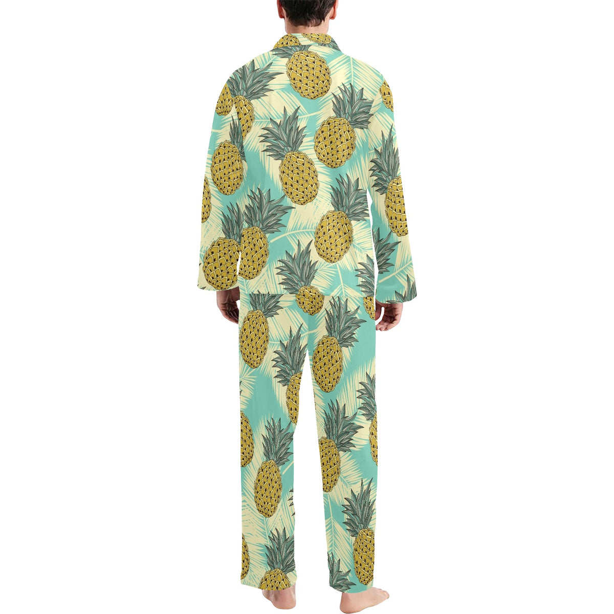 Pineapple Pattern Print Design PP03 Men's Long Sleeve Pajama Set