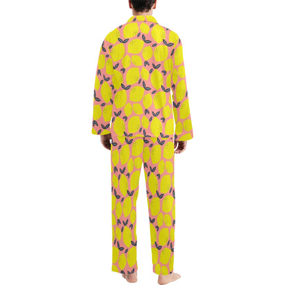Lemon Pattern Print Design LM03 Men's Long Sleeve Pajama Set