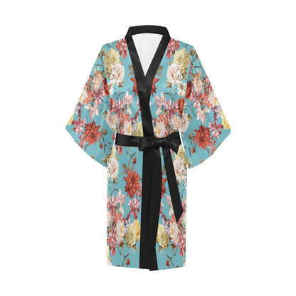 Summer Floral Pattern Print Design SF05 Women's Short Kimono