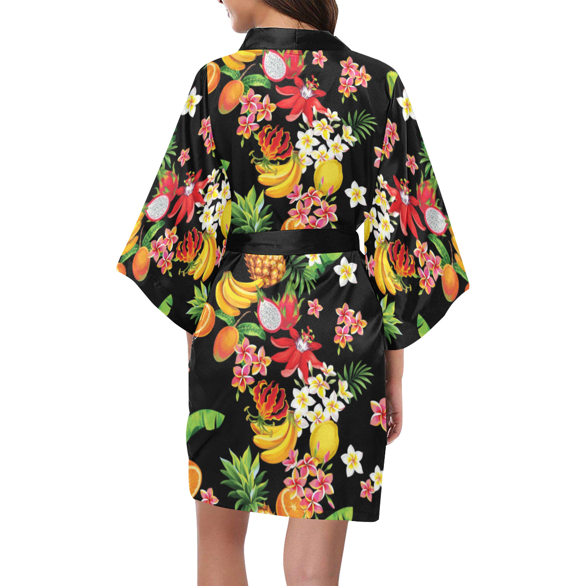 Tropical Fruits Pattern Print Design TF02 Women's Short Kimono