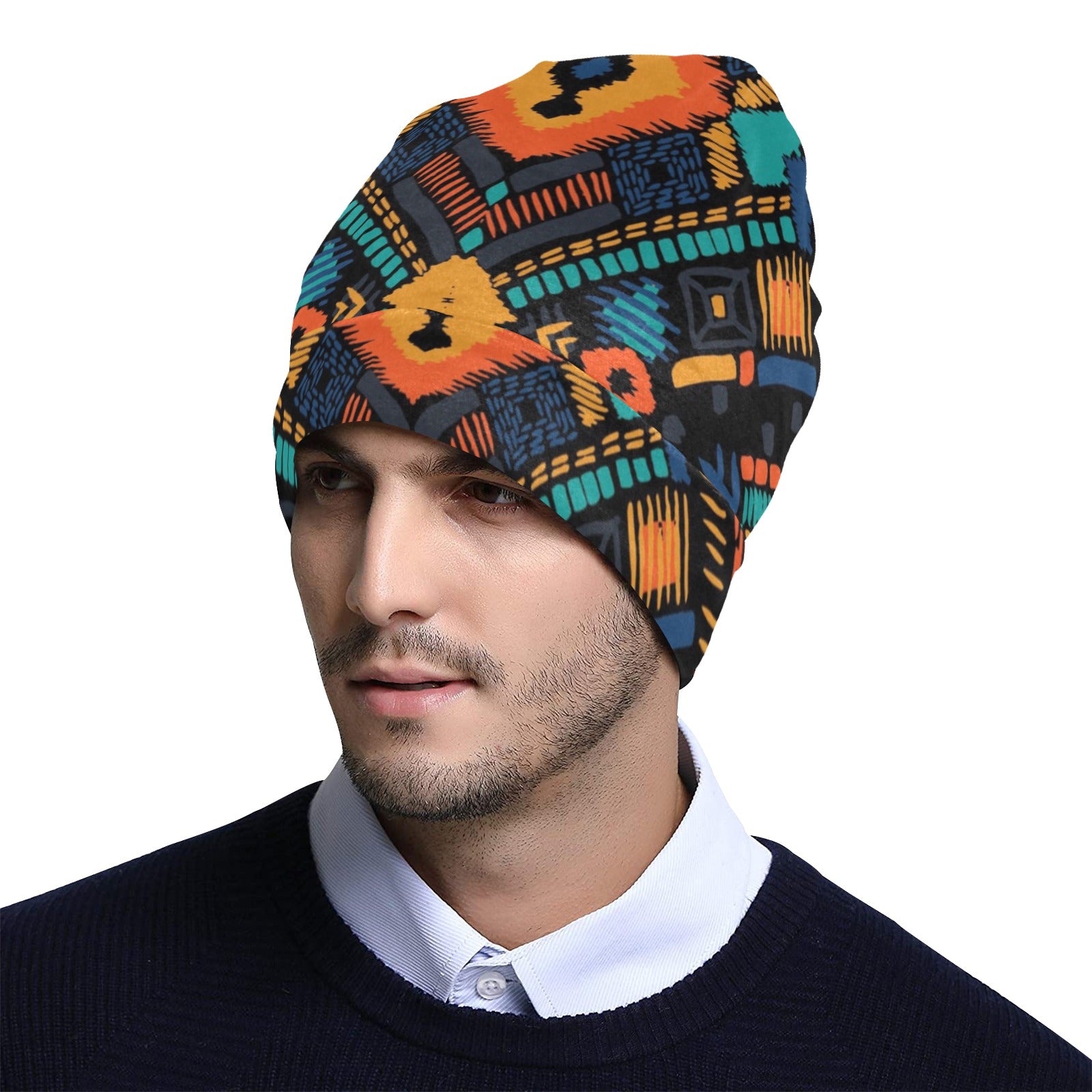 Kente Pattern Print Design 04 Unisex Beanie