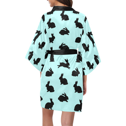 Rabbit Pattern Print Design RB010 Women's Short Kimono