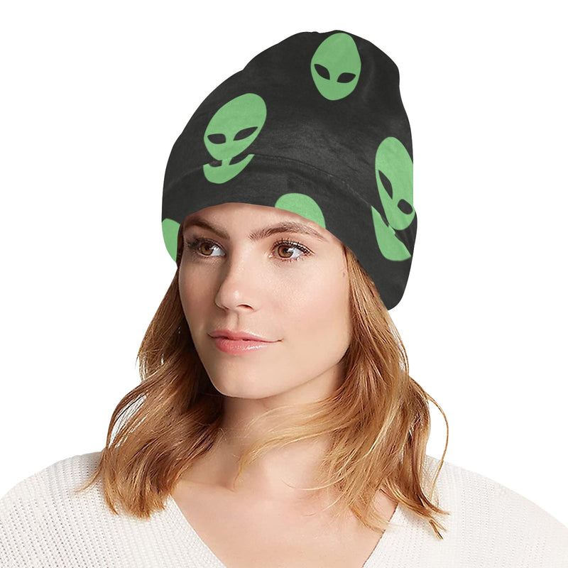 Alien Green Neon Pattern Print Design 01 Unisex Beanie