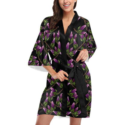 Magnolia Pattern Print Design MAG010 Women's Short Kimono
