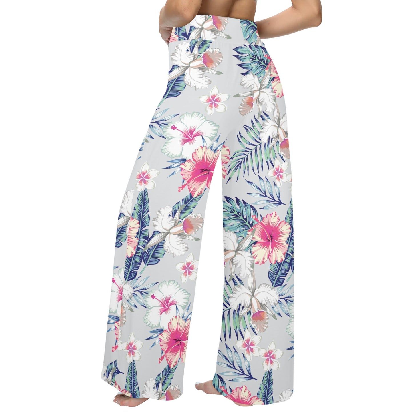 Hibiscus Print Women's Wide Leg Lounge Pants