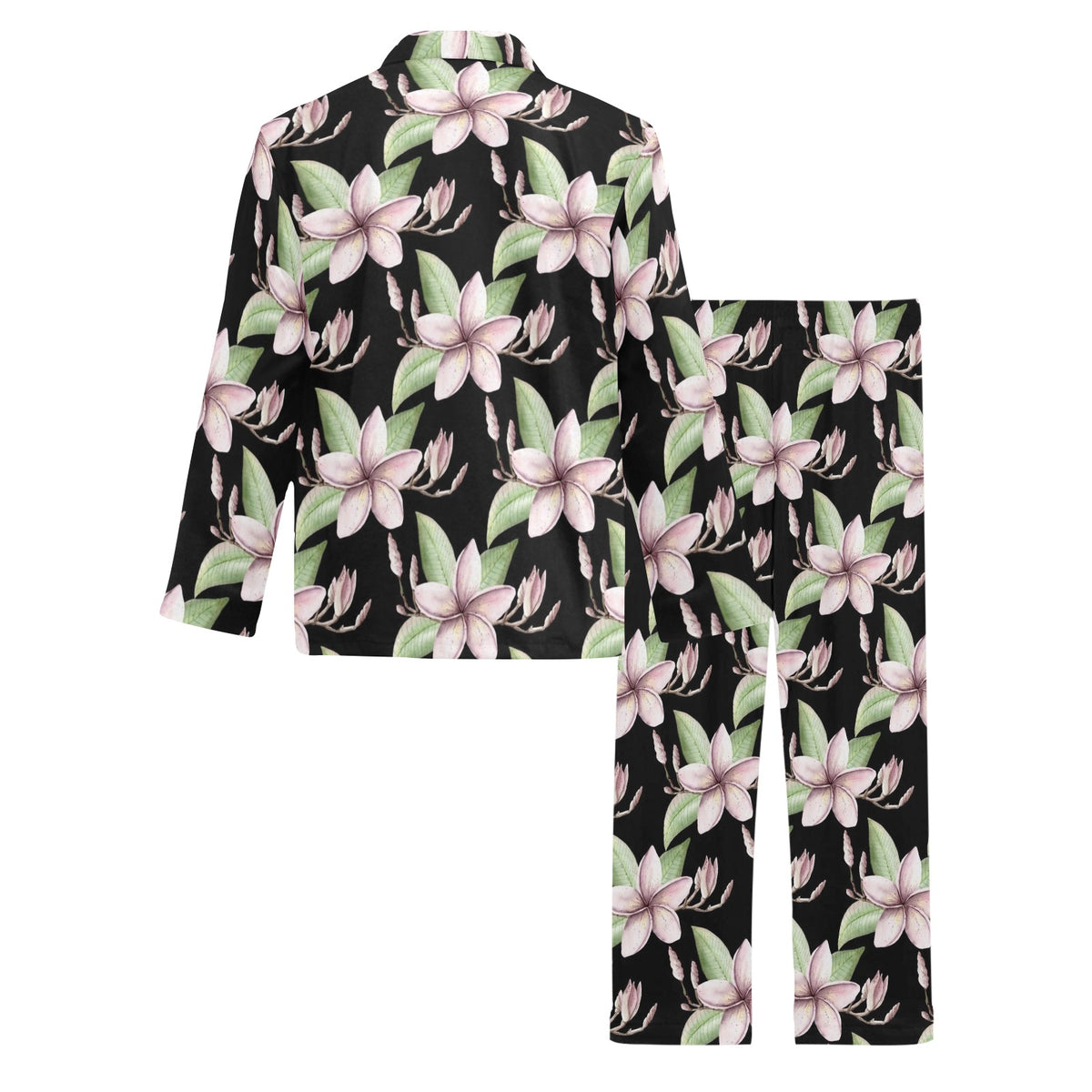 Plumeria Pattern Print Design PM02 Men's Long Sleeve Pajama Set