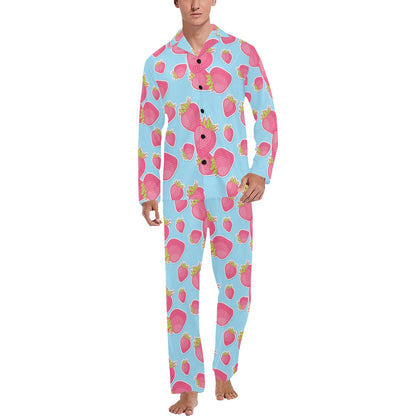 Strawberry Pattern Print Design SB04 Men's Long Sleeve Pajama Set