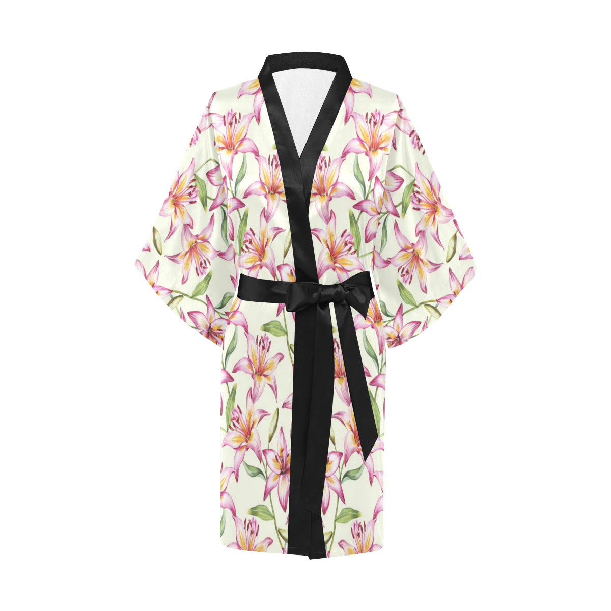 Lily Pattern Print Design LY011 Women's Short Kimono