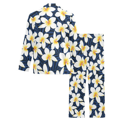 Plumeria Pattern Print Design PM026 Men's Long Sleeve Pajama Set