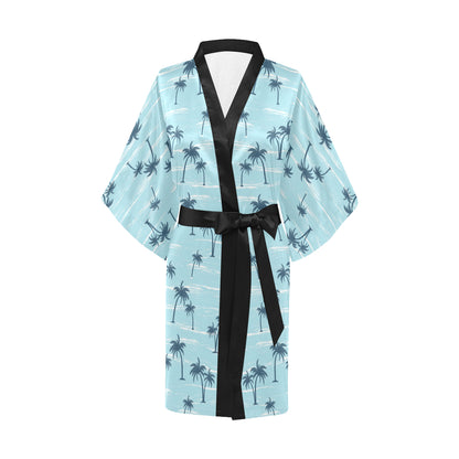 Palm Tree Pattern Print Design PT04 Women's Short Kimono