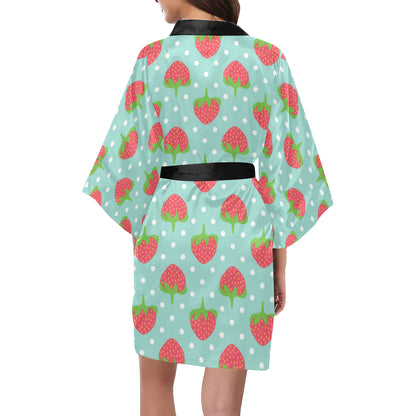 Strawberry Pattern Print Design SB06 Women's Short Kimono