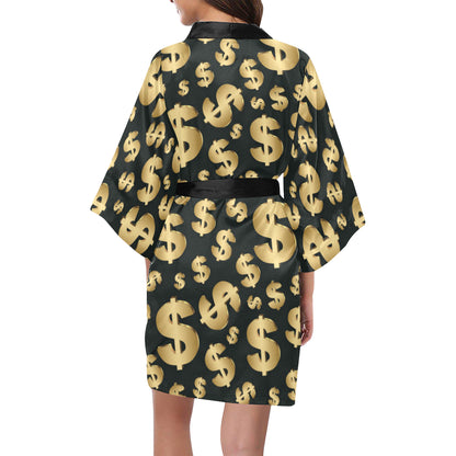 Dollar Pattern Print Design DO04 Women's Short Kimono