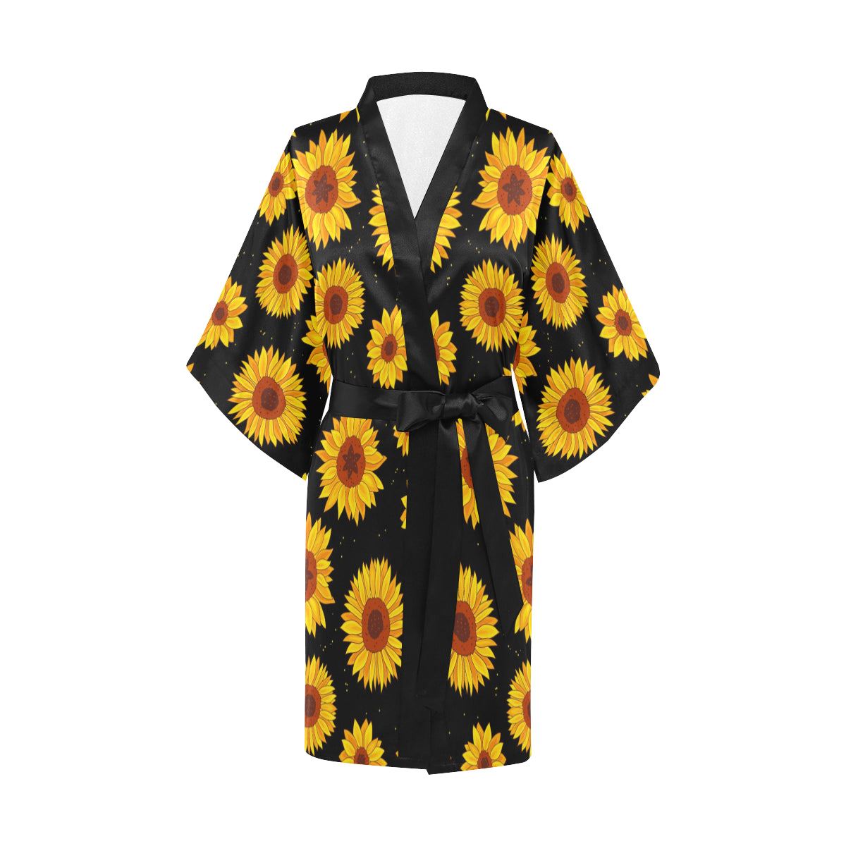 Sunflower Pattern Print Design SF09 Women's Short Kimono