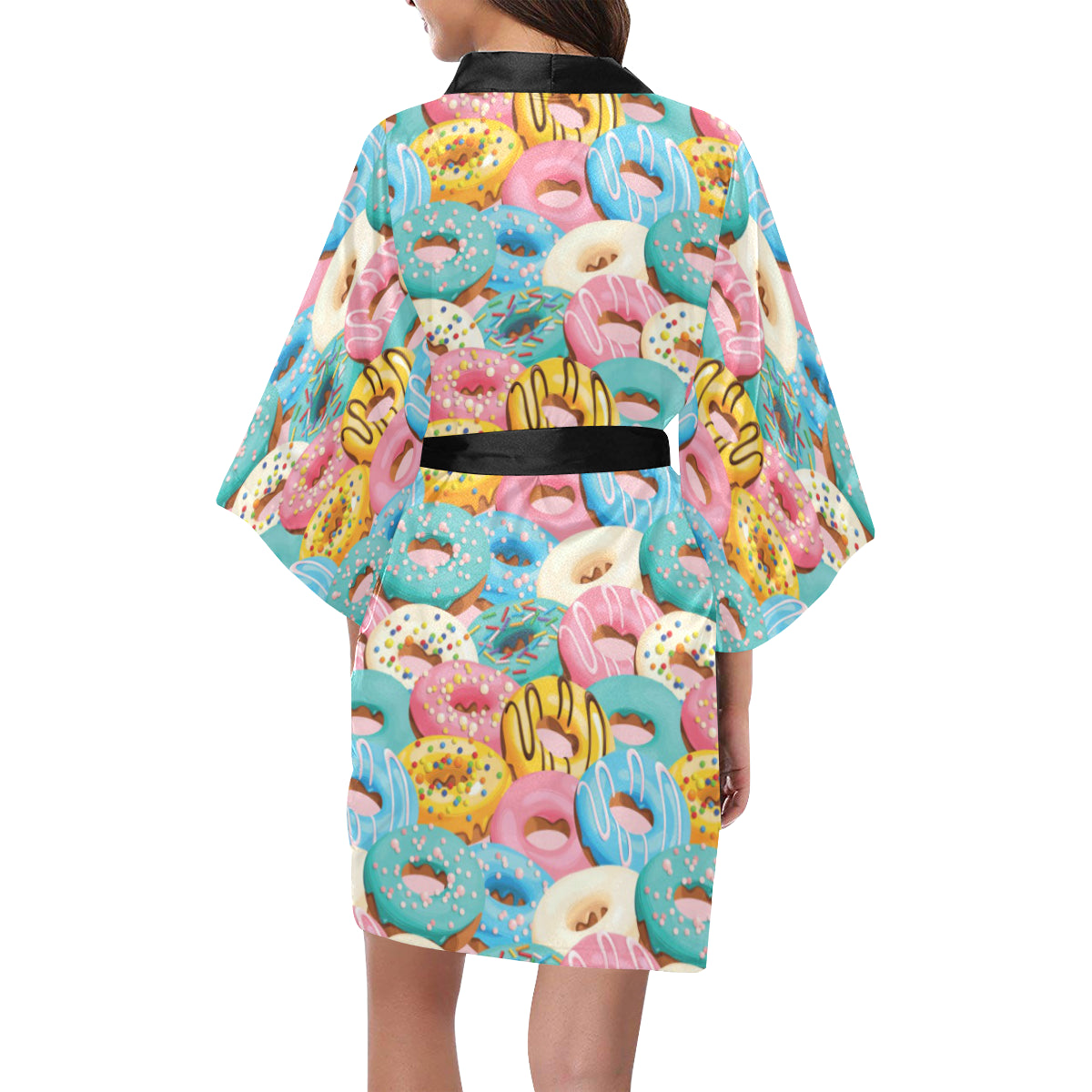 Donut Pattern Print Design DN01 Women's Short Kimono