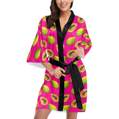 Papaya Pattern Print Design PP02 Women's Short Kimono