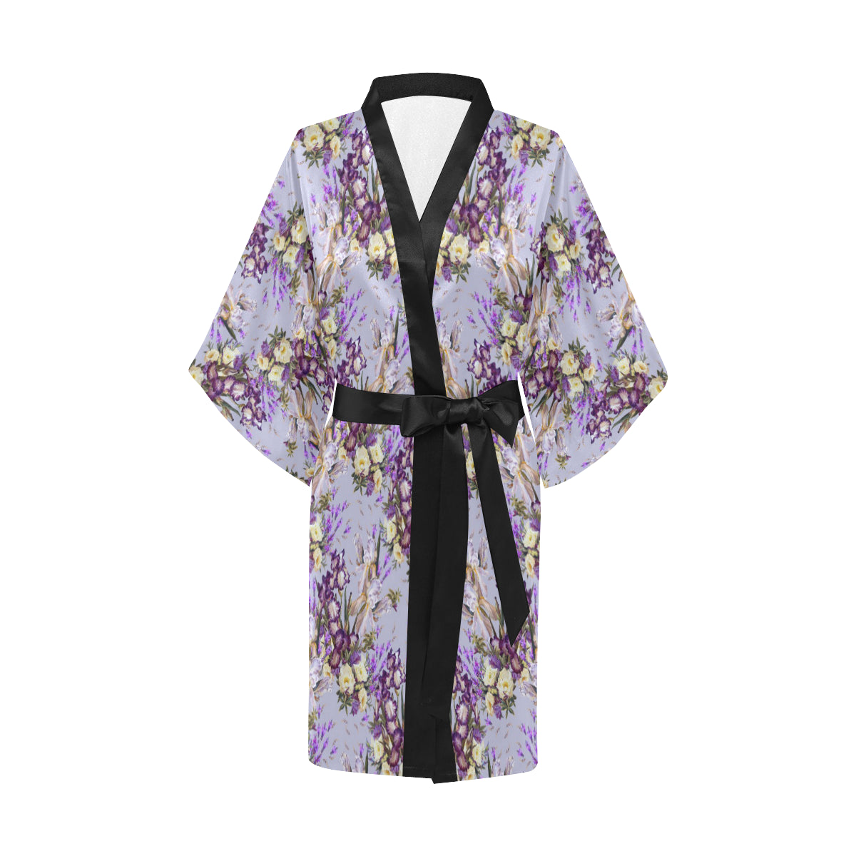 Iris Pattern Print Design IR07 Women's Short Kimono