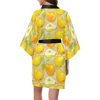 Pear Pattern Print Design PE05 Women's Short Kimono