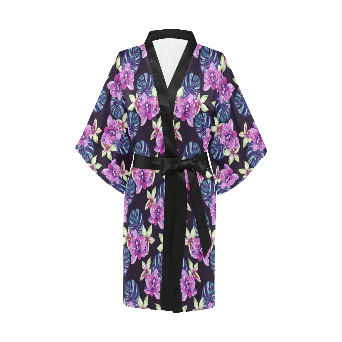 Orchid Pattern Print Design OR010 Women's Short Kimono