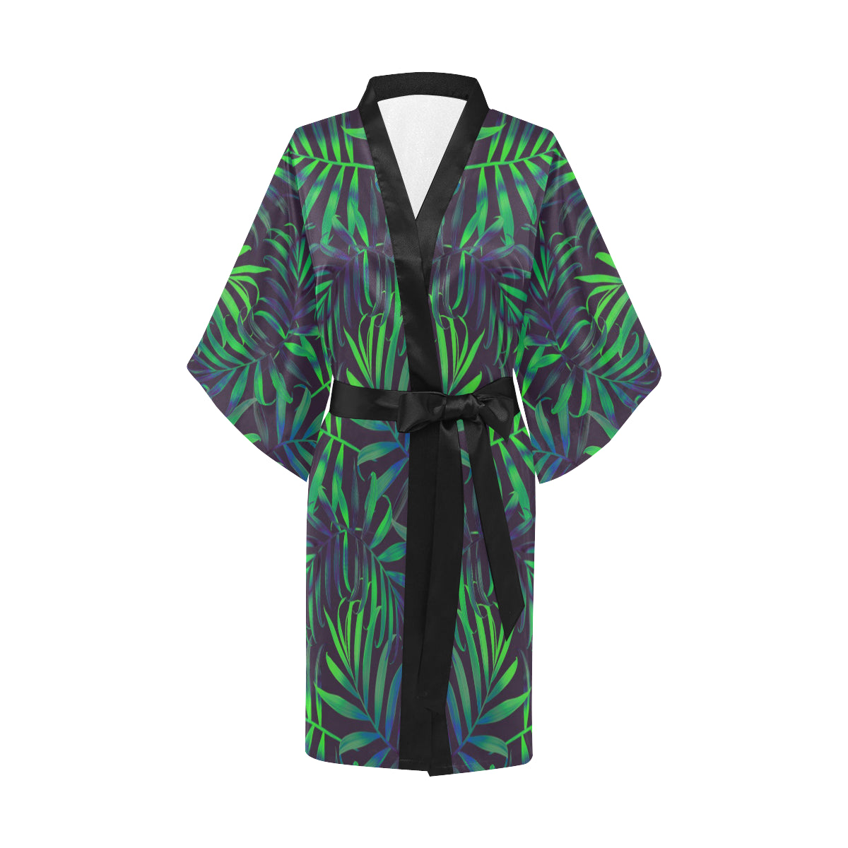 Palm Leaves Pattern Print Design PL01 Women's Short Kimono