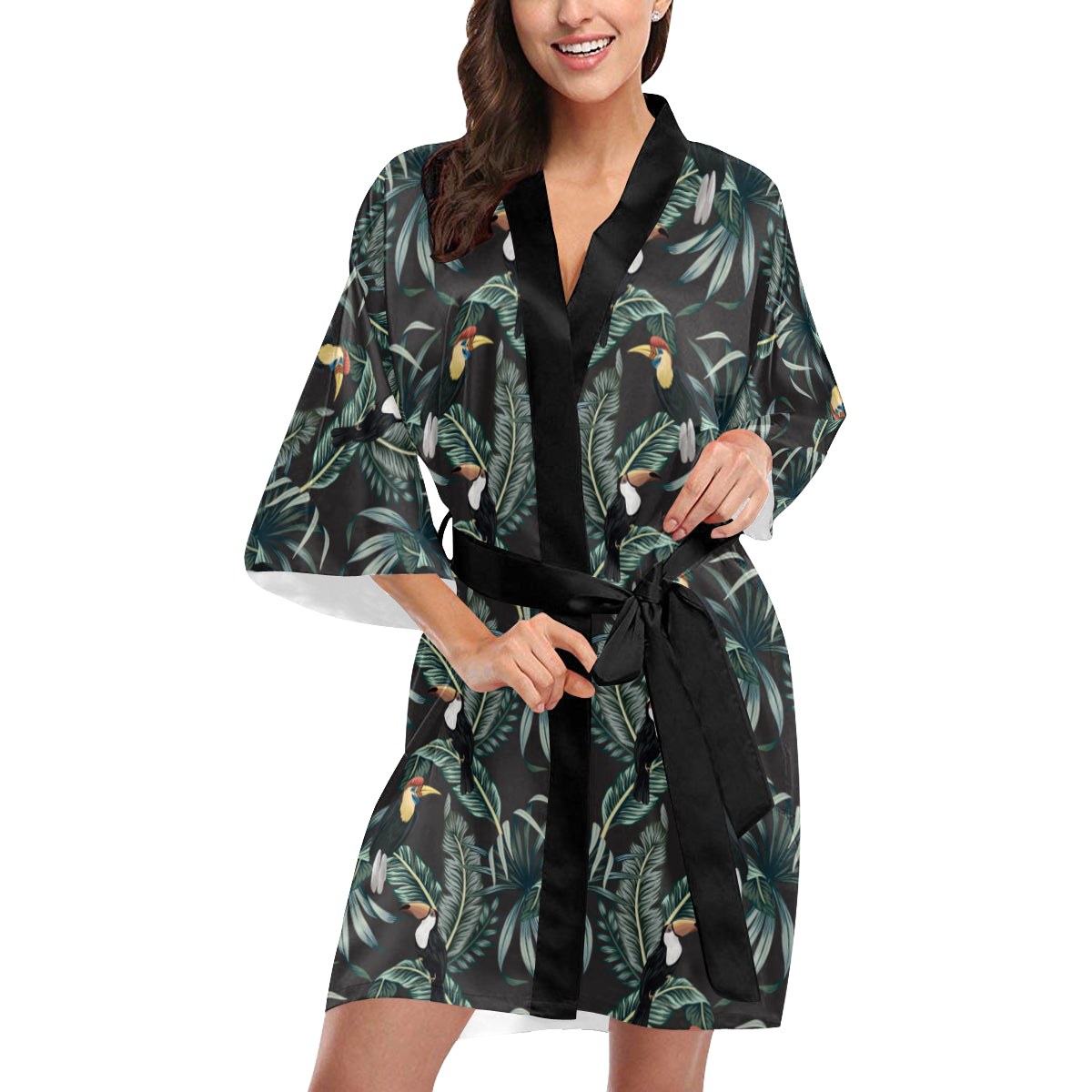 Rainforest Pattern Print Design RF06 Women's Short Kimono