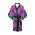 Neon Pink Hibiscus Pattern Print Design HB015 Women's Short Kimono