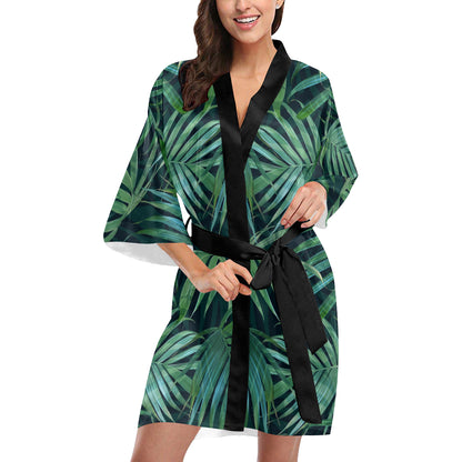 Tropical Flower Pattern Print Design TF011 Women's Short Kimono