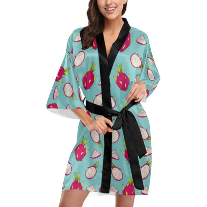 Dragonfruit Pattern Print Design DF01 Women's Short Kimono