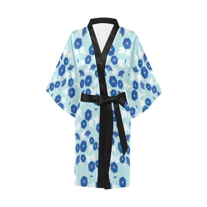 Morning Glory Pattern Print Design MG07 Women's Short Kimono