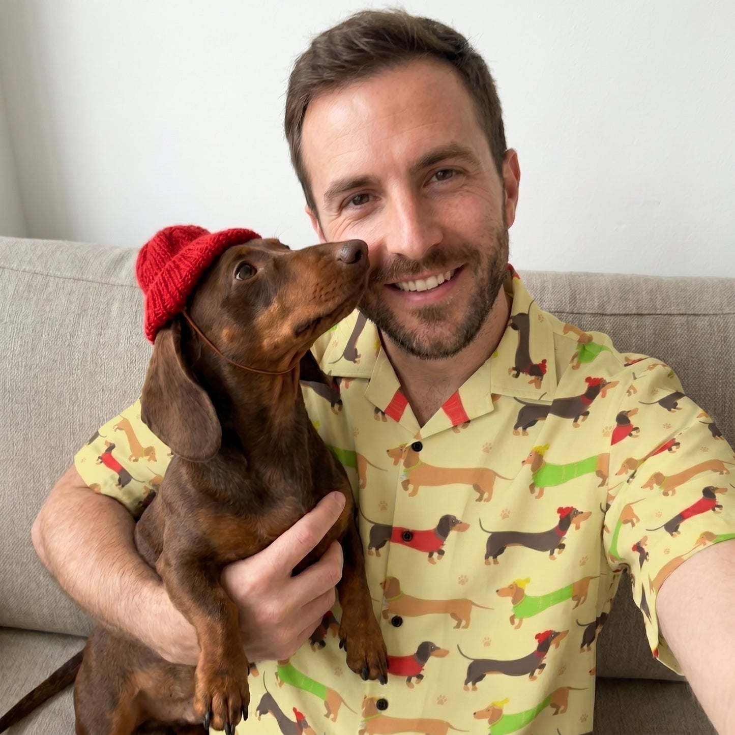 Dachshund Pattern Print Design 06 Men's Hawaiian Shirt