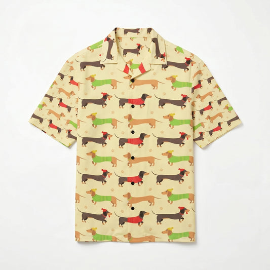 Dachshund Pattern Print Design 06 Men's Hawaiian Shirt