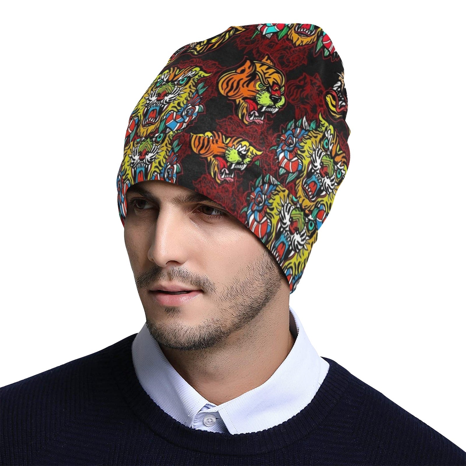 Tattoo Tiger Colorful Design Unisex Beanie