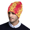 Orange Hibiscus Pattern Print Design HB018 Unisex Beanie