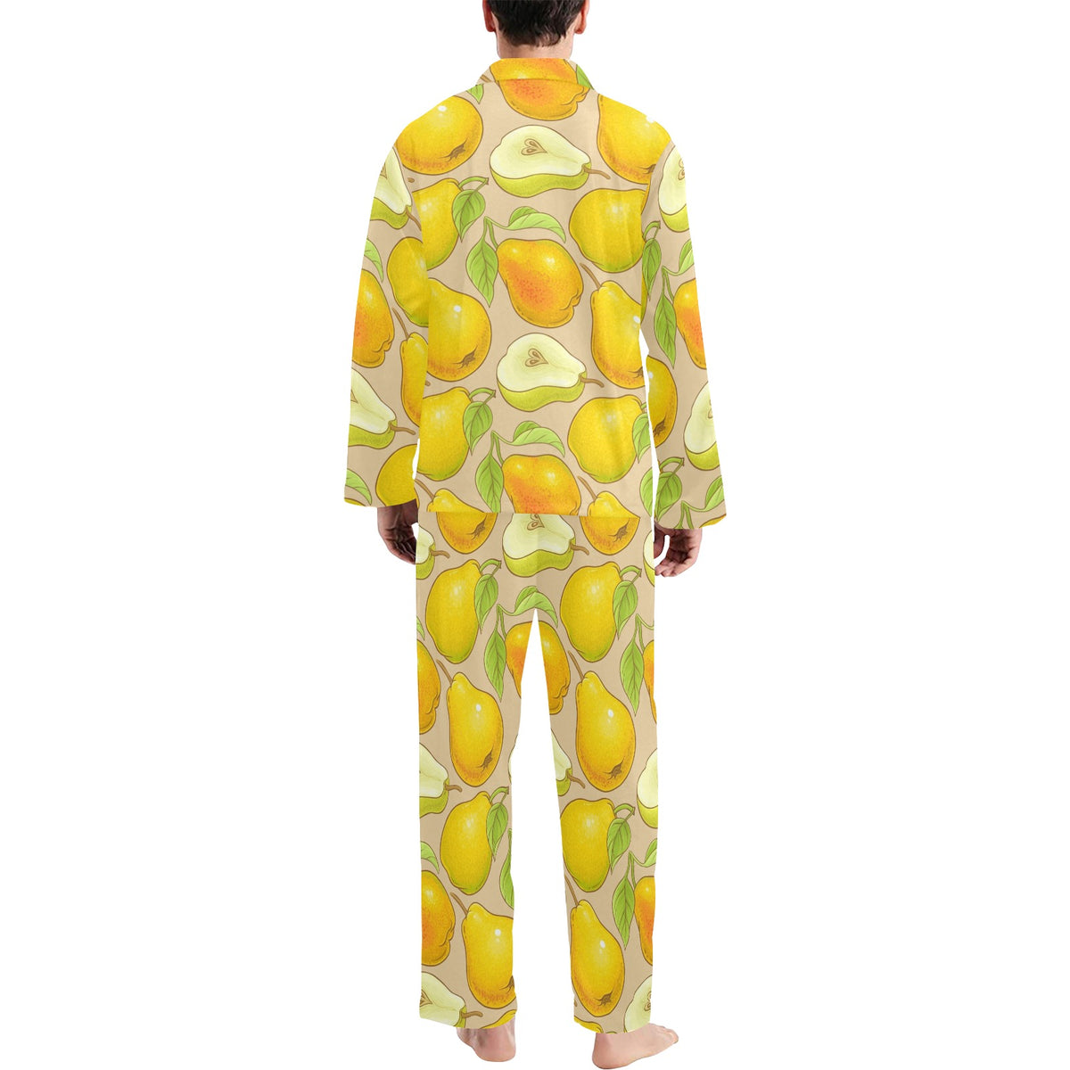 Pear Pattern Print Design PE05 Men's Long Sleeve Pajama Set