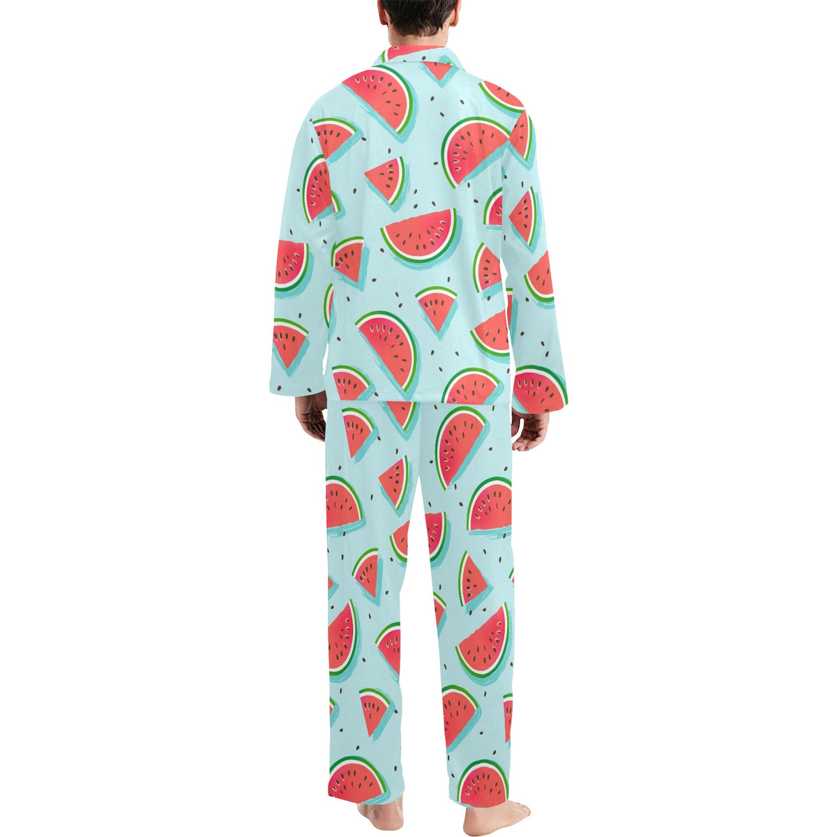 Watermelon Pattern Print Design WM03 Men's Long Sleeve Pajama Set