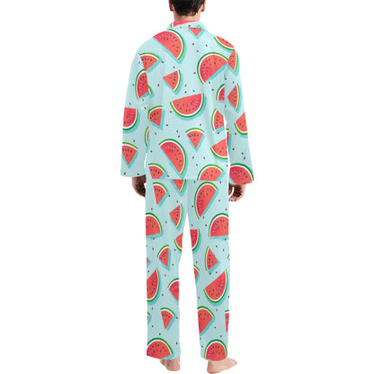 Watermelon Pattern Print Design WM03 Men's Long Sleeve Pajama Set